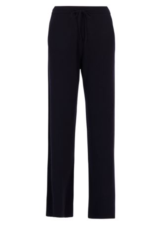 Navy wide-leg cashmere trousers