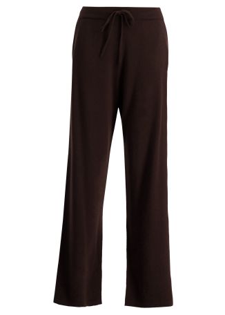 Brown wide-leg cashmere trousers