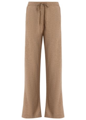 Beige wide-leg cashmere trousers