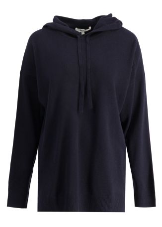 Navy hooded wool-blend sweatshirt