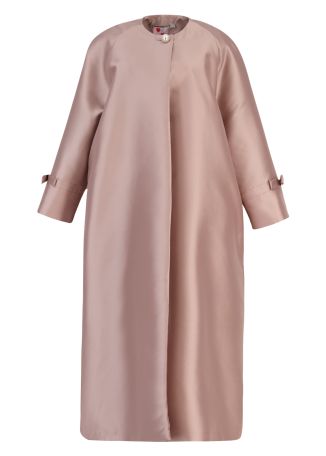 David pink split silk-blend coat