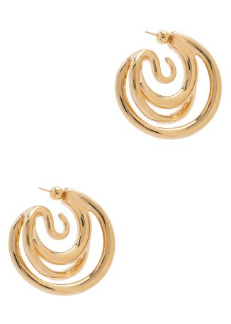 Triptych spiral 18kt gold-plated hoop earrings