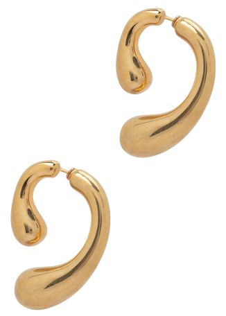 P sculpted 18kt gold-plated drop earrings