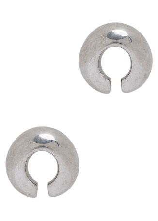 Full moon silver sculpted ear cuff