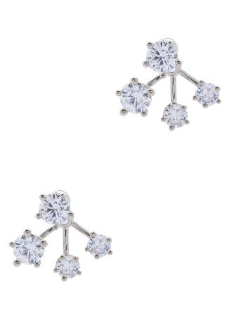 Constellation cluster silver crystal-embellished stud earrings