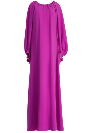 Pink gathered stretch-silk kaftan