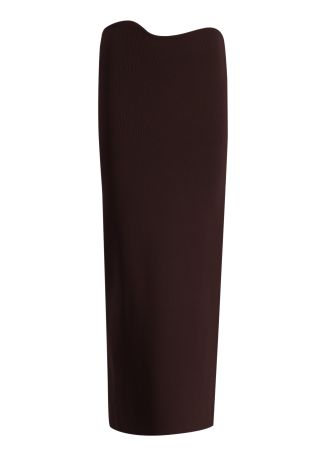 Maparadita brown ribbed stretch-jersey midi skirt