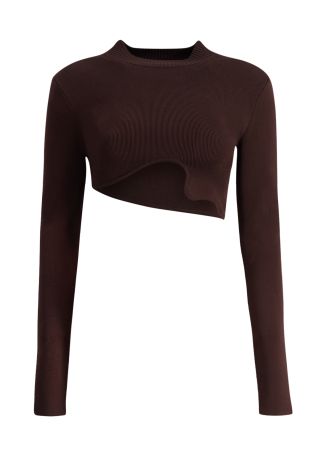 Maparadita brown cropped stretch-jersey top