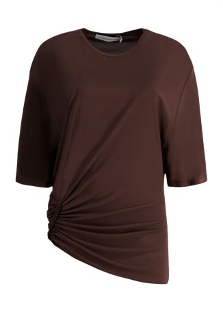 Shibari brown ruched jersey top