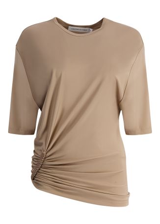 Shibari beige ruched jersey top