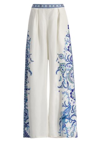 Isnik lullaby printed silk trousers