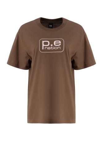 Flux brown logo-print cotton t-shirt