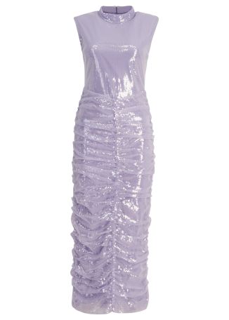 Lilac sequin-embellished midi dress