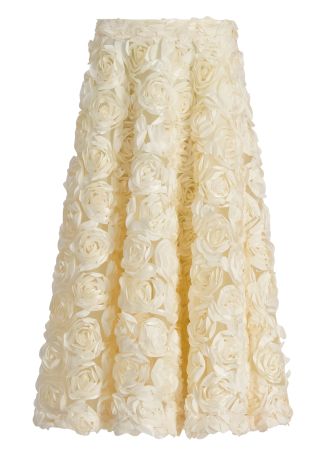 Off-white floral-embellished mesh maxi skirt