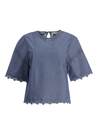 Kai blue embroidered cotton top