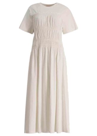 Georgie grey smocked cotton midi dress 