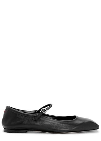 Uma black leather ballet flats