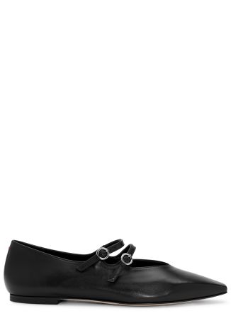 Franny black leather ballet flats
