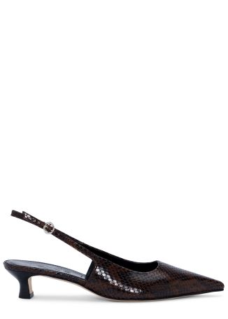 Catrina 35 brown snake-effect leather pumps