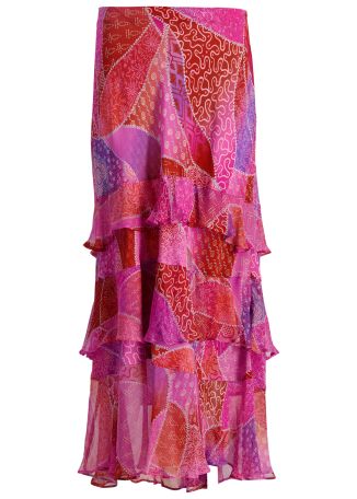 Preslee printed crepe de chine midi skirt