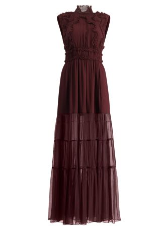 Verona red crinkled silk-blend maxi dress