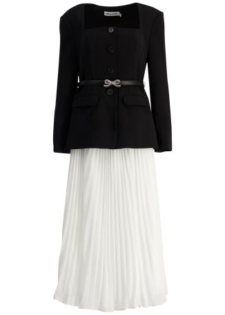 Layered crepe and chiffon midi dress