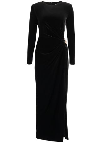 Black cut-out velvet midi dress