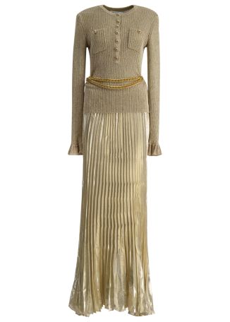Gold layered lurex maxi dress