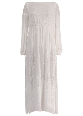 Coco ivory sequin-embellished georgette midi dress