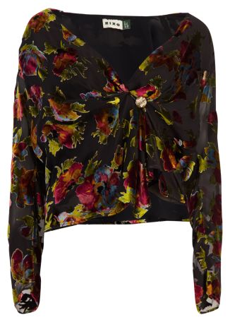Everlyn floral-embellished devoré velvet top