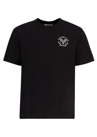 Black embroidered cotton t-shirt