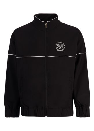 Black embroidered cotton-blend jacket