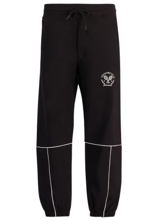 Black embroidered cotton-blend sweatpants