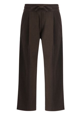 Brown straight-leg twill trousers