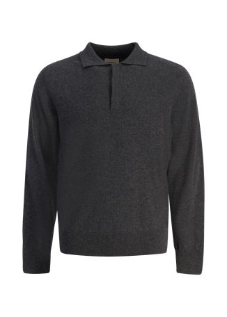 Hanzo grey knitted wool polo shirt
