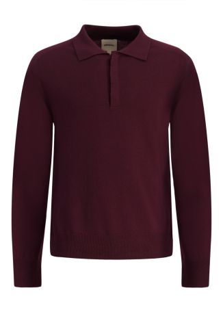 Hanzo burgundy knitted wool polo shirt