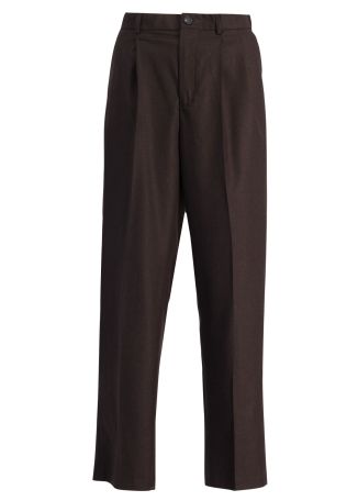 Lotten brown straight-leg wool trousers