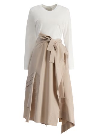 Layered cotton-blend midi dress