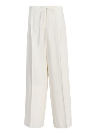 White wide-leg silk-blend trousers