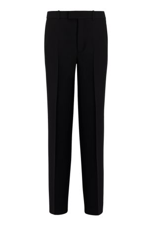 Black straight-leg wool-blend trousers
