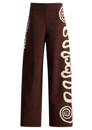 Printed stretch-cotton trousers