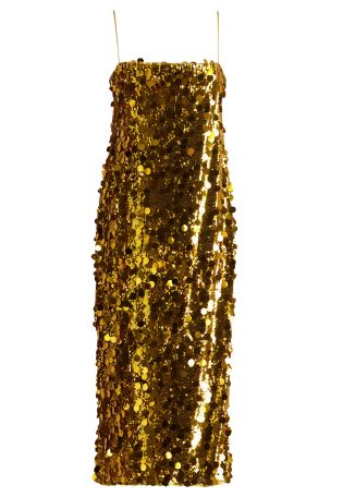Cassandra gold sequin-embellished midi dress