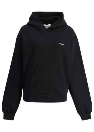 Black hooded cotton-blend sweatshirt