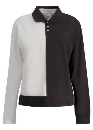 Colour-blocked cotton polo shirt