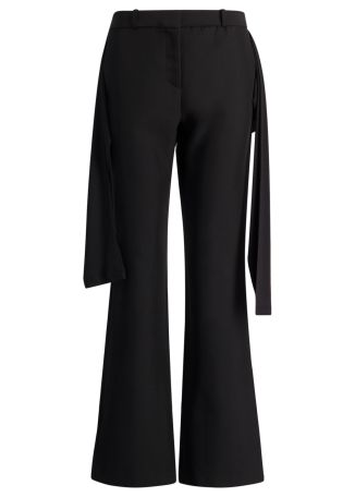 Black wrap-detail jersey trousers