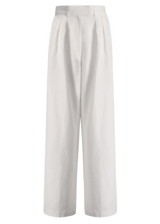 Lou ivory wide-leg linen-blend trousers