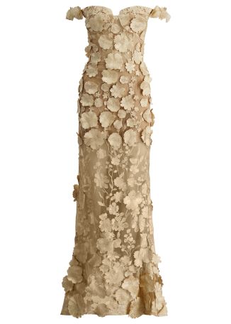 Jasmine gold off-the-shoulder gown