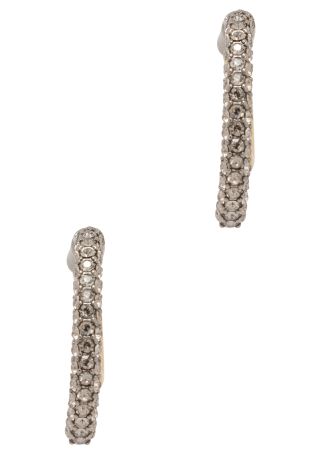 Mini pave luna crystal-embellished 12kt gold-plated hoop earrings
