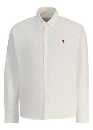 White logo-embroidered cotton shirt