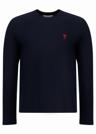 Navy logo-embroidered cotton t-shirt